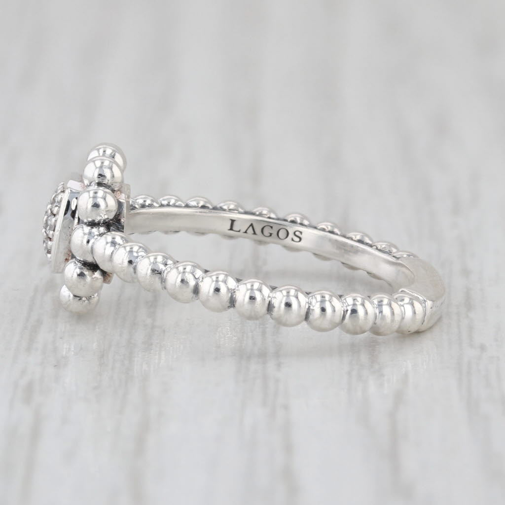 Lagos Caviar Spark Pave Diamond Ring Sterling Silver Size 7.25