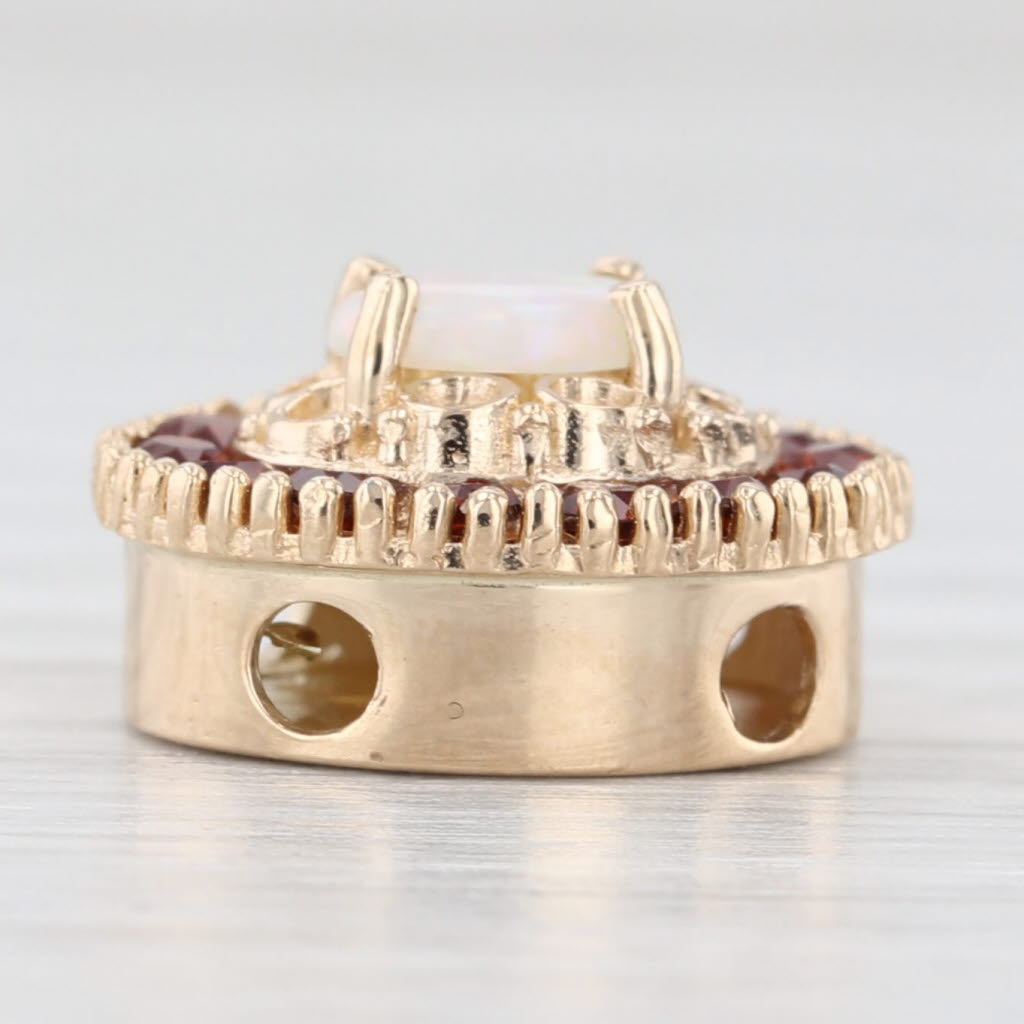Light Gray 0.70ctw Opal Garnet Halo Slide Bracelet Charm 14k Yellow Gold Old Victoria