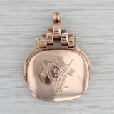 Antique Masonic Stone Pendant Fob 9k Rose Gold Square Compass Blue Lodge
