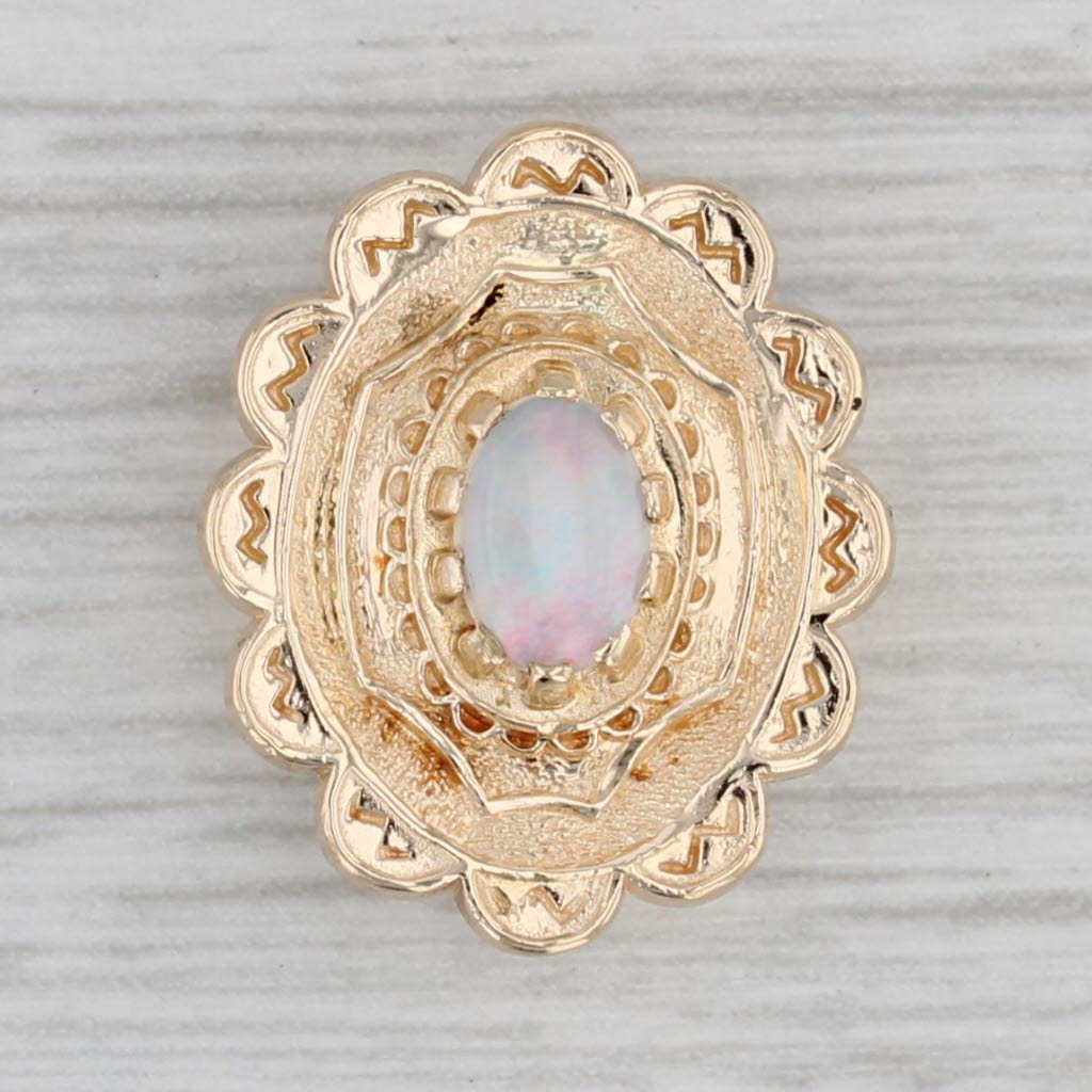 Gray Richard Glatter Opal Slide Bracelet Charm 14k Gold Vintage Cabochon Solitaire