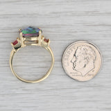 5.76ctw Mystic Topaz Pink Tourmaline Diamond Ring 10k Yellow Gold Size 6