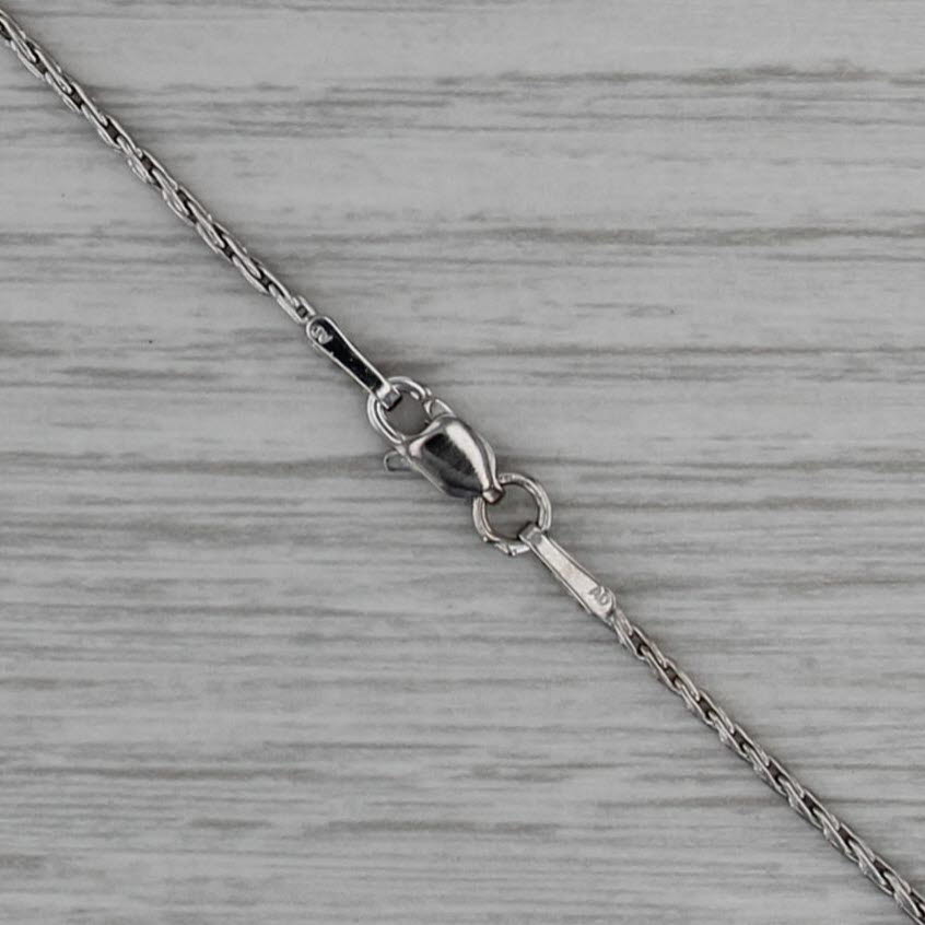 Cultured Black Pearl Diamond Pendant Necklace 14k White Gold 18" Wheat Chain