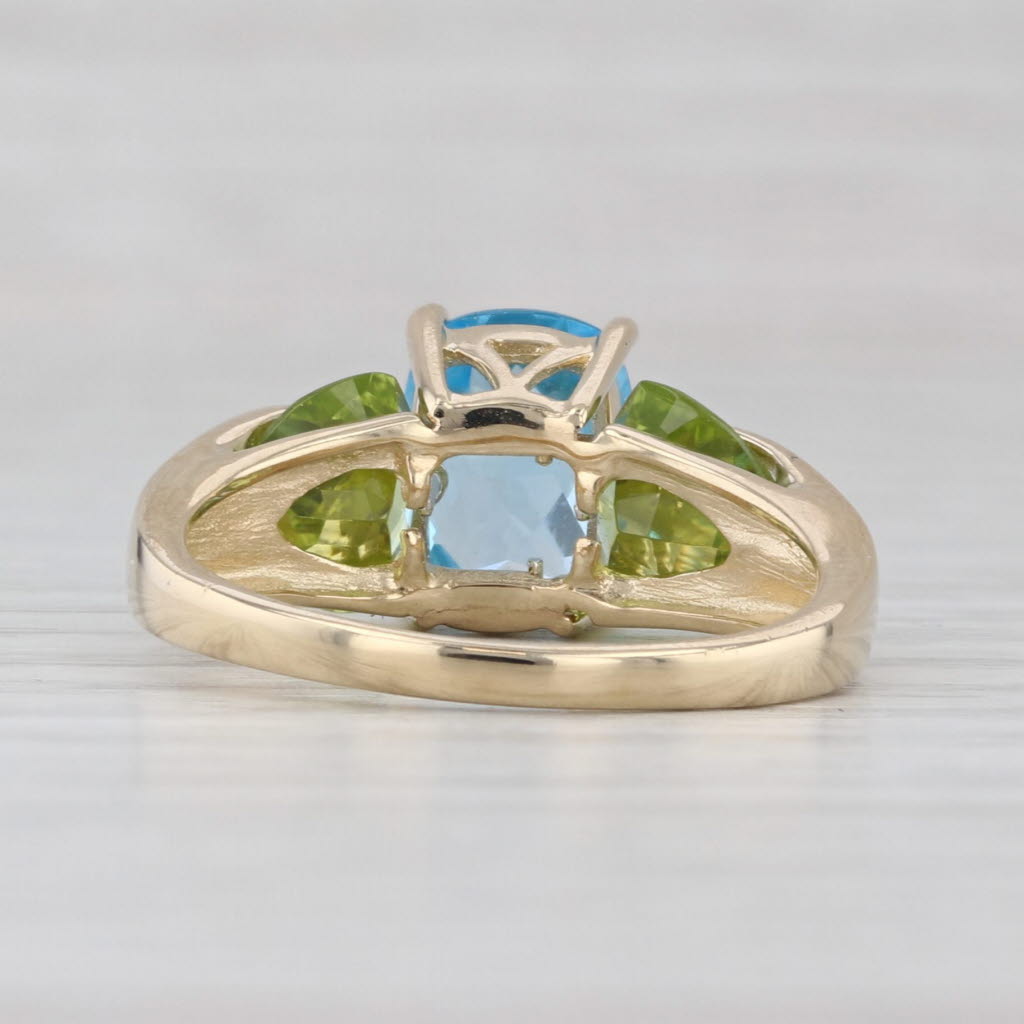 Light Gray 5.40ctw Blue Topaz Peridot Diamond Ring 14k Yellow Gold Size 7