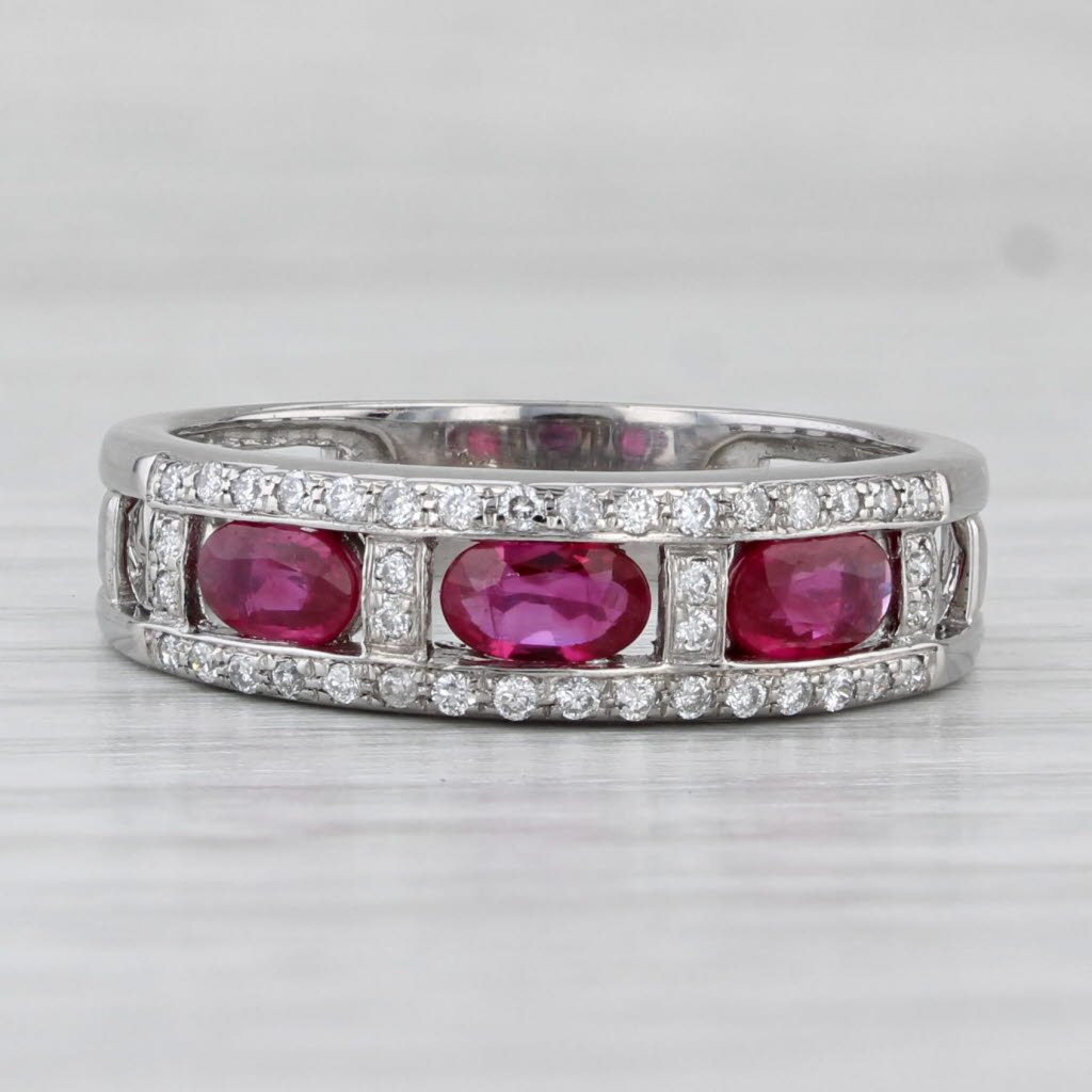 Light Gray 1.04ctw Ruby Diamond Ring 14k White Gold Size 8 Band Stackable