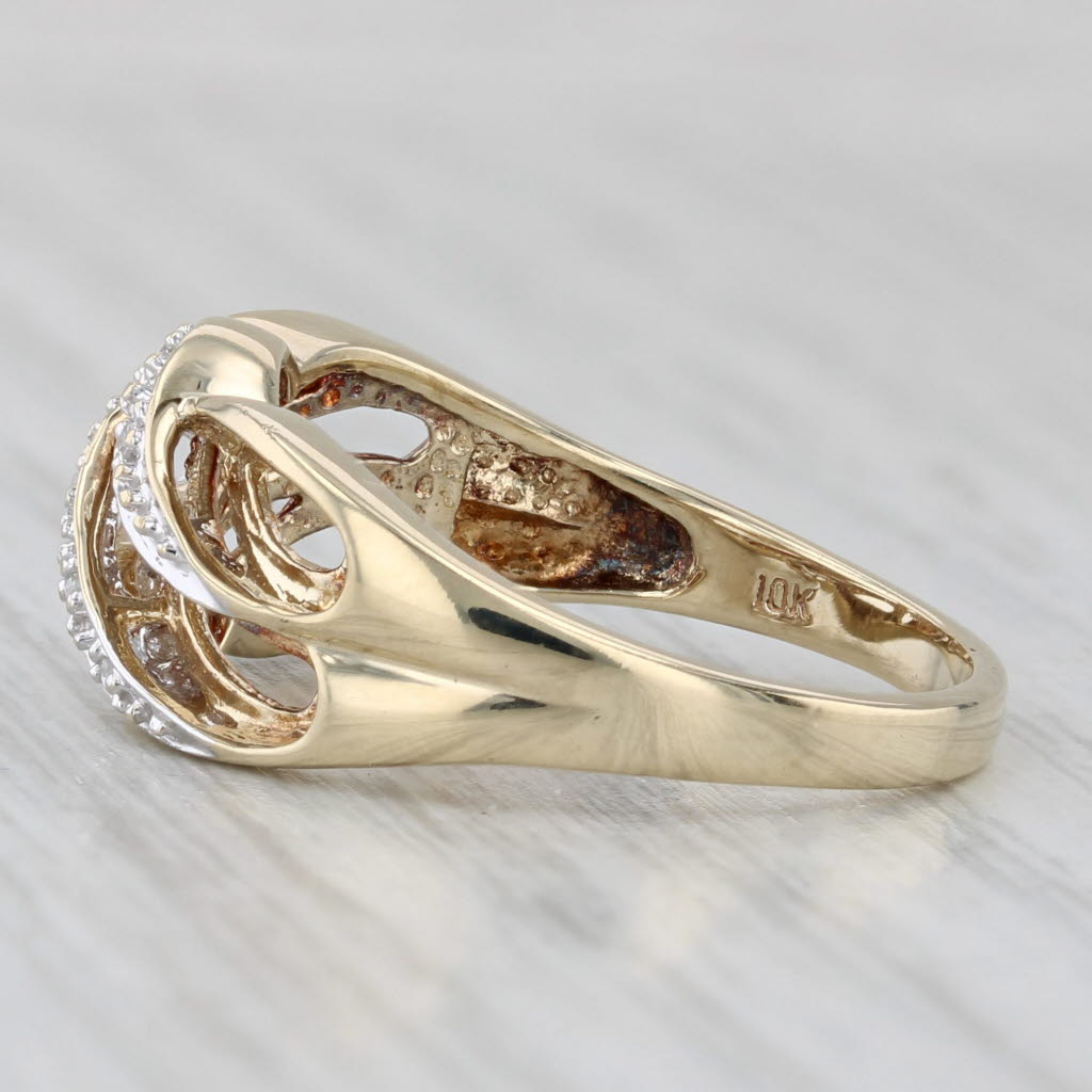 Gray Scalloped Diamond Ring 10k Yellow Gold Size 8.25