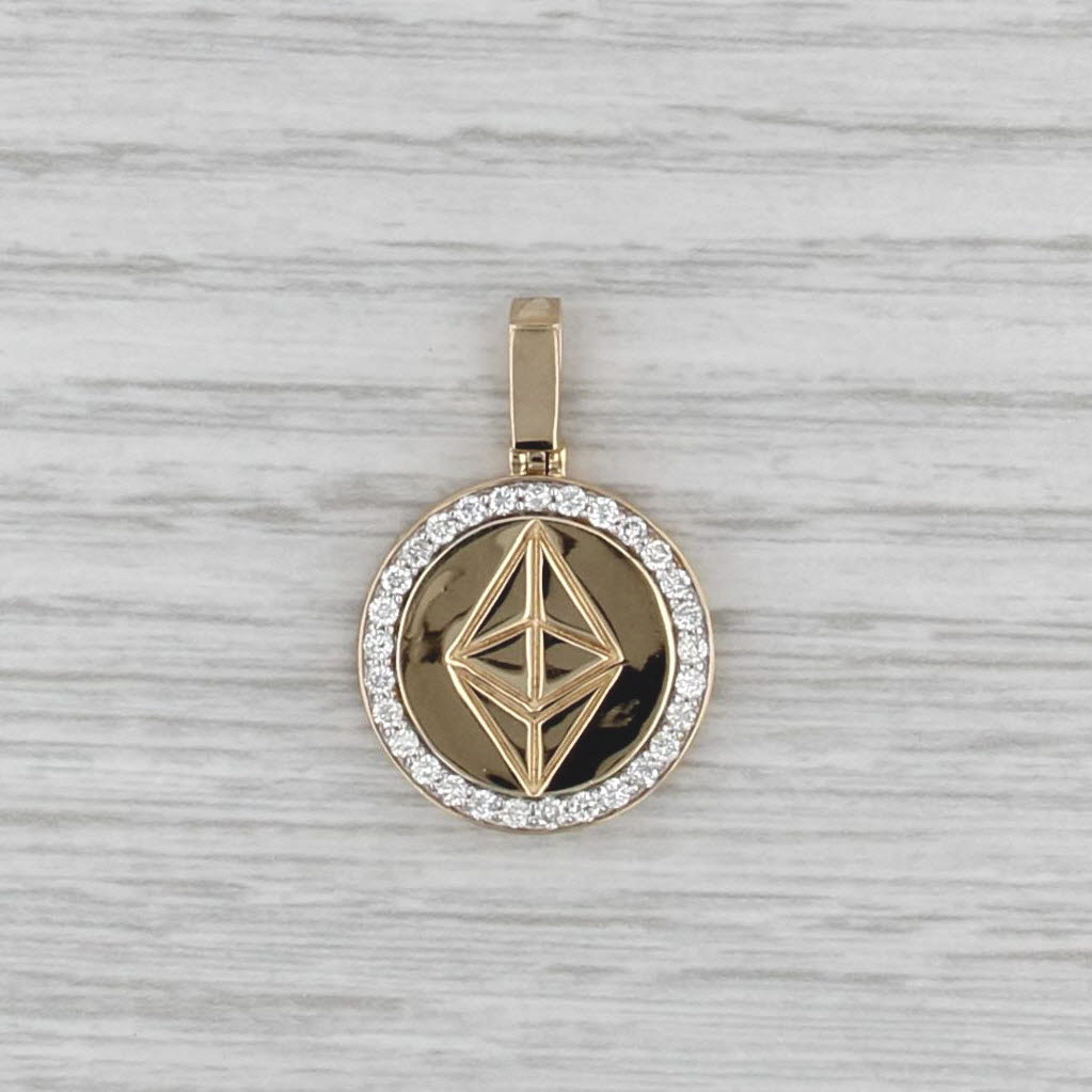 Johnny Dang Ethereum Diamond Halo Pendant 10k Yellow Gold 0.36ctw Flower Back