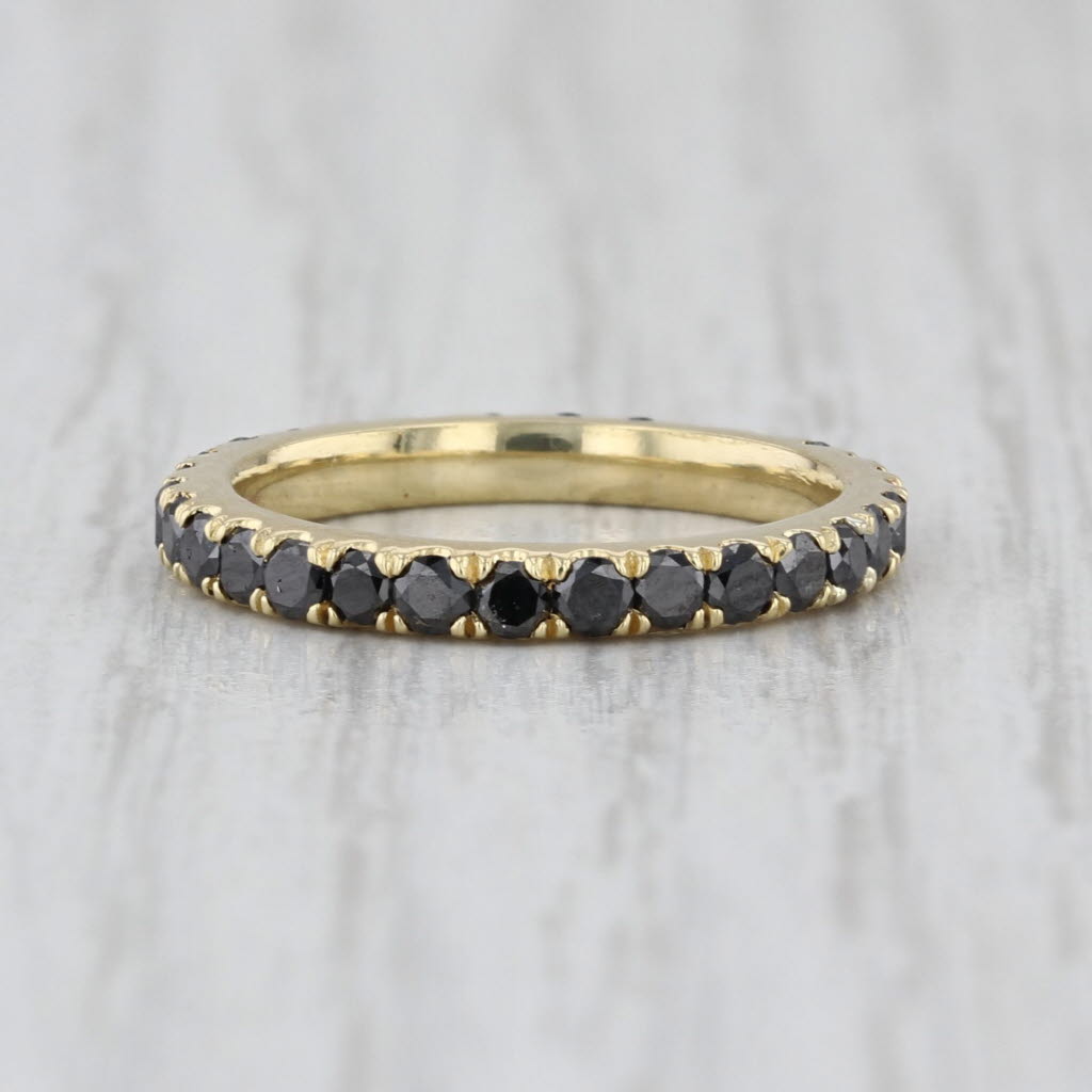 0.80ctw Black Diamond Eternity Ring 18k Gold Stackable Wedding Band Size 4.75