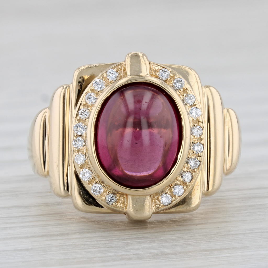 Gray 4.10ctw Rhodolite Garnet Diamond Halo Ring 14k Yellow Gold Size 7.5