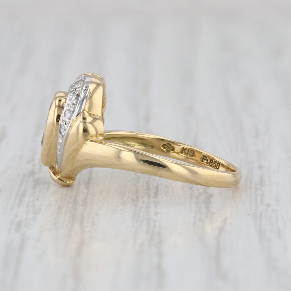 0.55ct Pear Aquamarine Diamond Ring 18k Yellow Gold Size 6