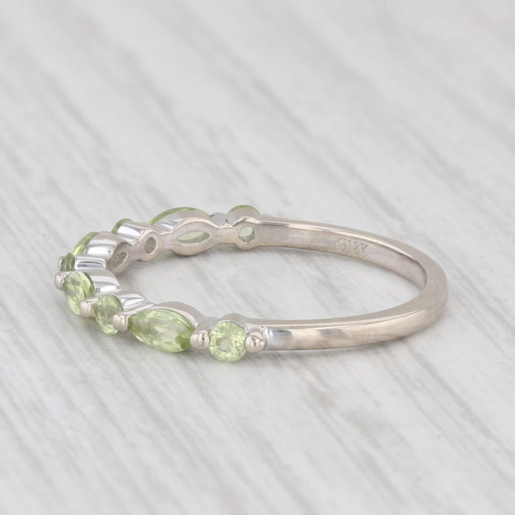 Light Gray 0.46ctw Peridot Stackable Ring 18k White Gold Size 5.5