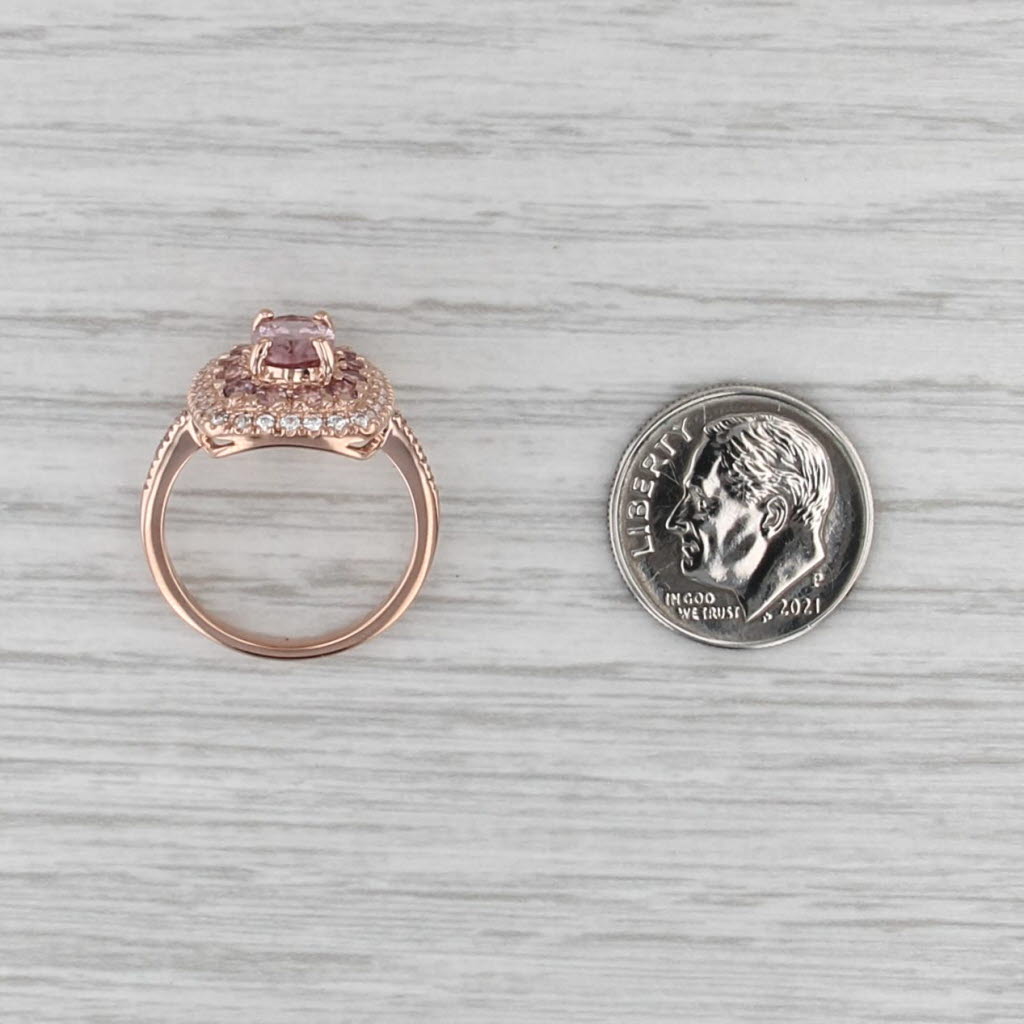 2.23ctw Brown Garnet Zircon Halo Ring 10k Rose Gold Size 6