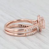 0.70ct Oval Morganite Diamond Halo Engagement Ring 14K Rose Gold Size 4.75