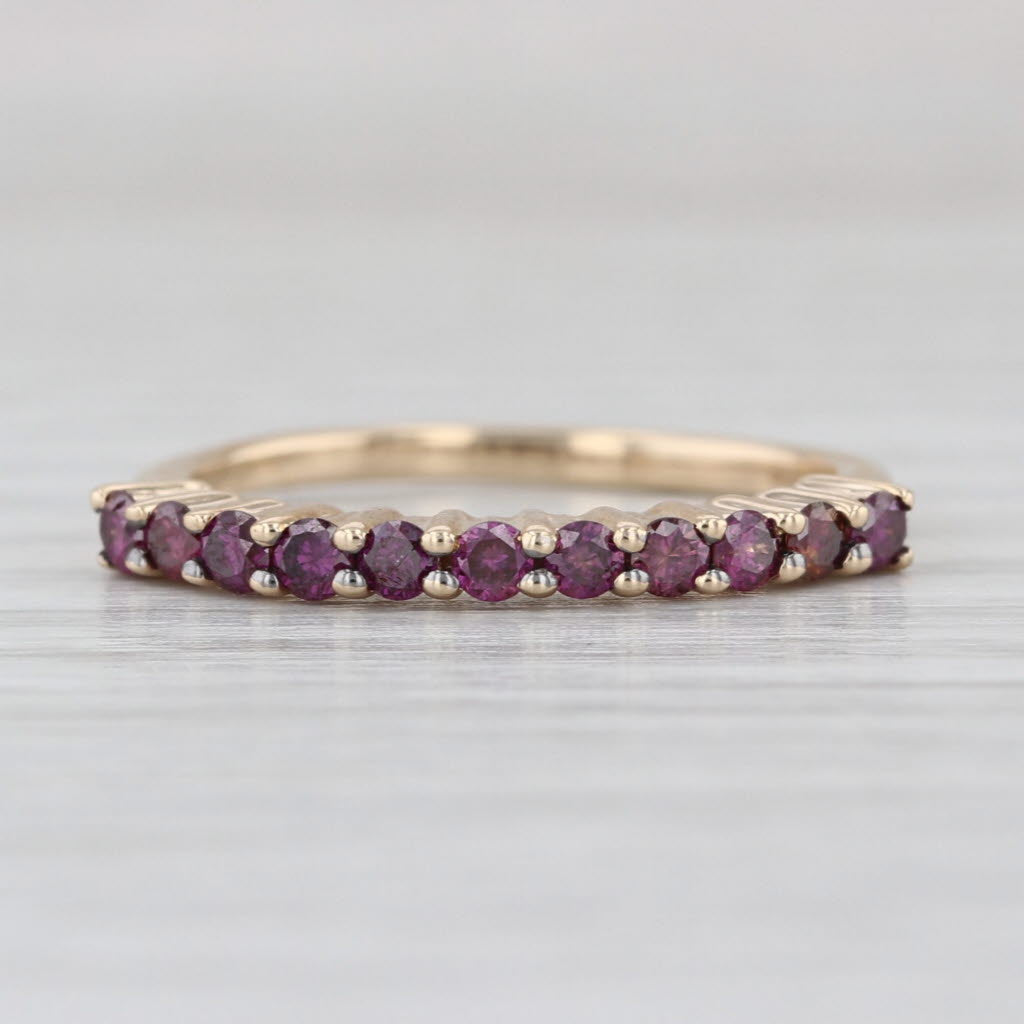 0.35ctw Purple Diamond Stackable Ring 10k Gold Size 6 Wedding Band COA