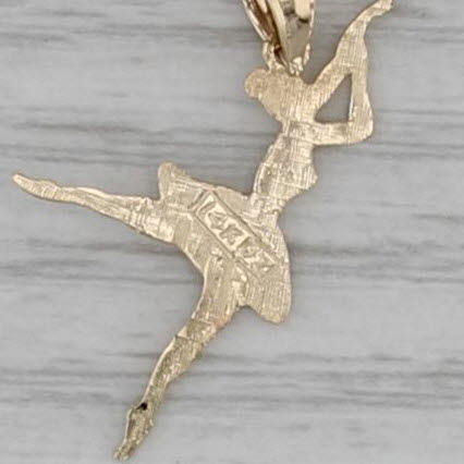 Ballerina Pendant 14k Yellow Gold Figural Ballet Dancer