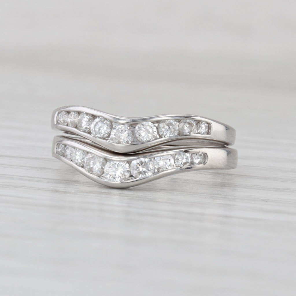 0.80ctw Diamond Wedding Ring Jackets Guards Set of 2 Size 7-7.25 14k Gold Bands