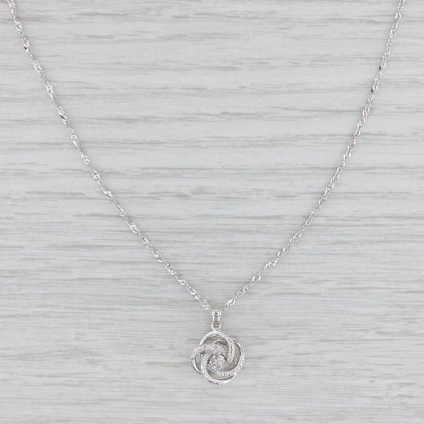 Light Gray Diamond Swirl Pendant Necklace 10k White Gold 19.75" Singapore Chain