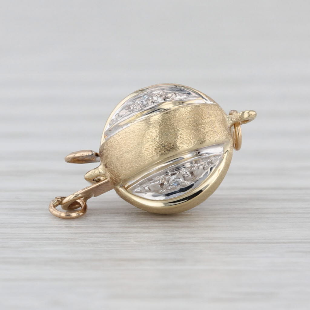 Vintage Diamond Accented Bead Clasp 14k Gold Findings Jewelry Making Repair