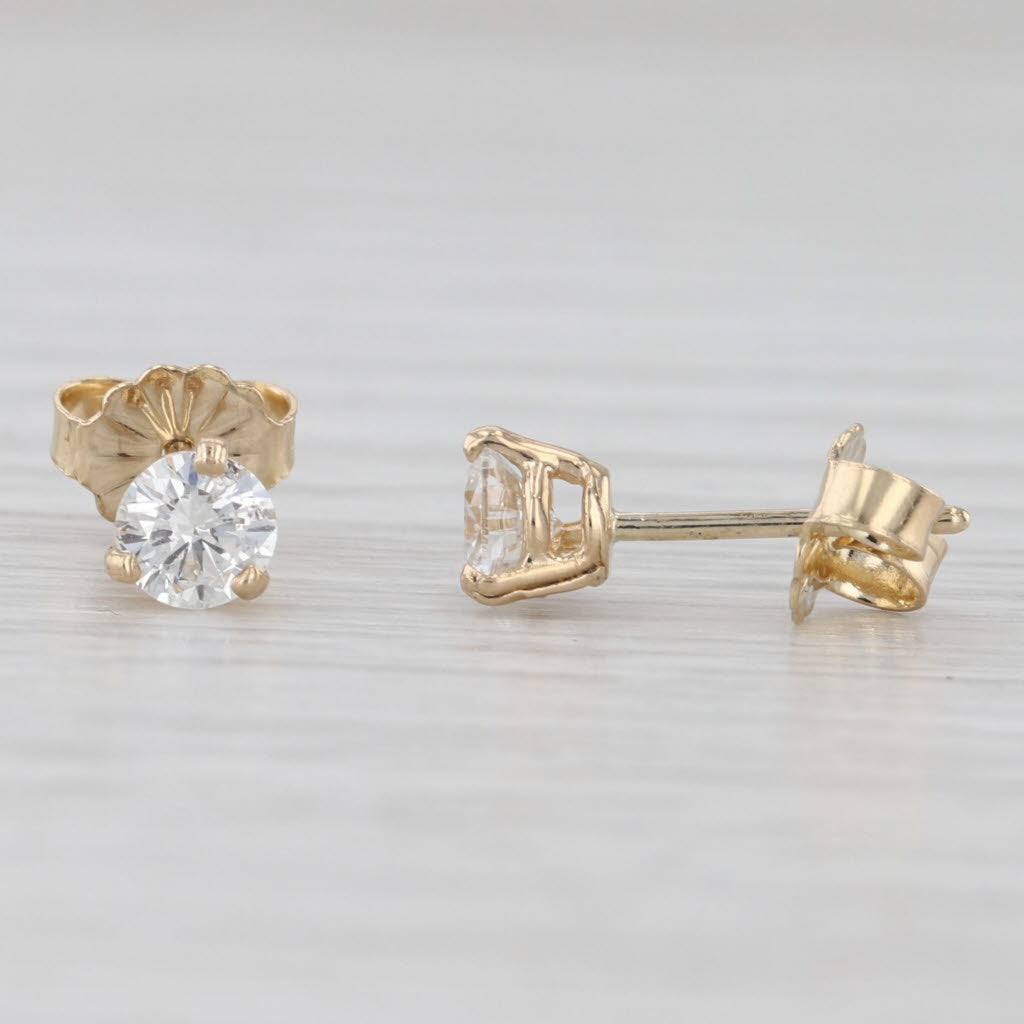Light Gray 0.50ctw Diamond Round Solitaire Stud Earrings 14k Yellow Gold