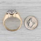 Vintage 0.80ctw Diamond Cluster Men's Belcher Setting Ring 14k Gold Size 9.75