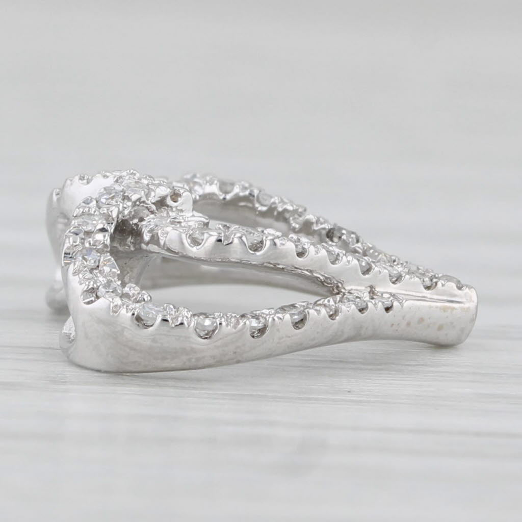 Light Gray Pave Diamond Interlocking Hearts Pendant 10k White Gold
