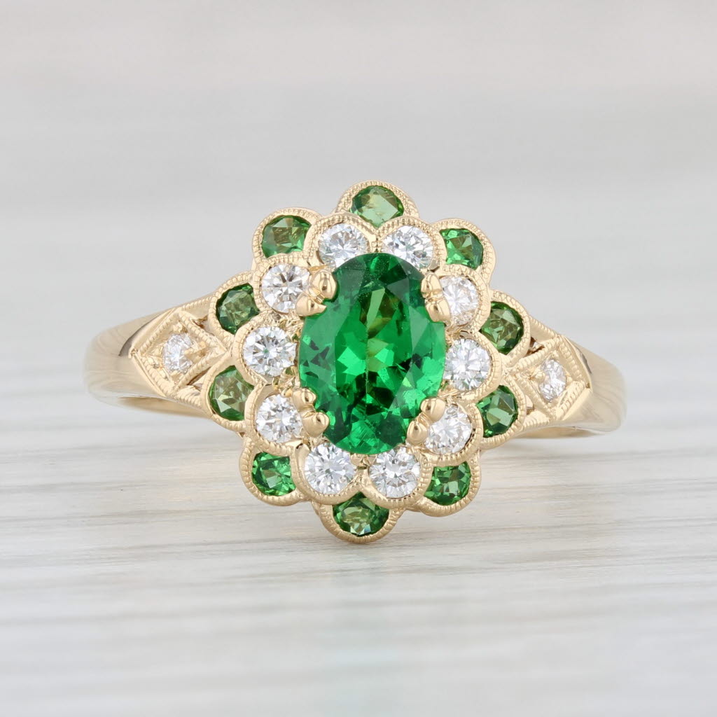 Light Gray Beverley K 1.63ctw Tsavorite Green Garnet Diamond Ring 18k Yellow Gold Size 6.75