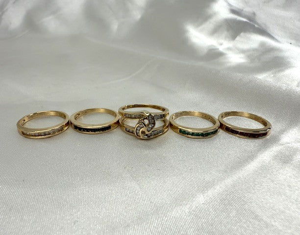 Interchangeable Ring Jacket Bands 10k Gold Diamond Emerald Sapphire Ruby Stack