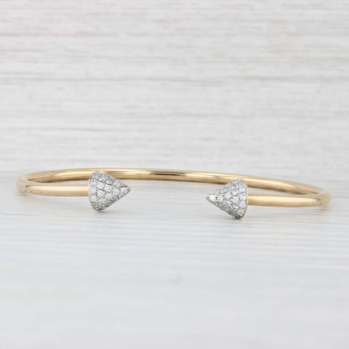 Light Gray 0.32ctw Diamond Tipped Cuff Bracelet 18k Yellow Gold 6.75"