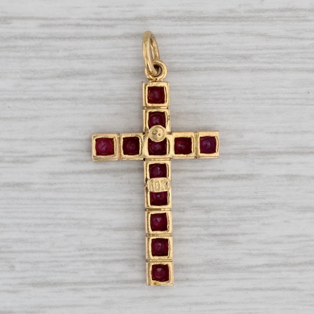 Gray 1.15ctw Red Ruby Cross Pendant 18k Yellow Gold