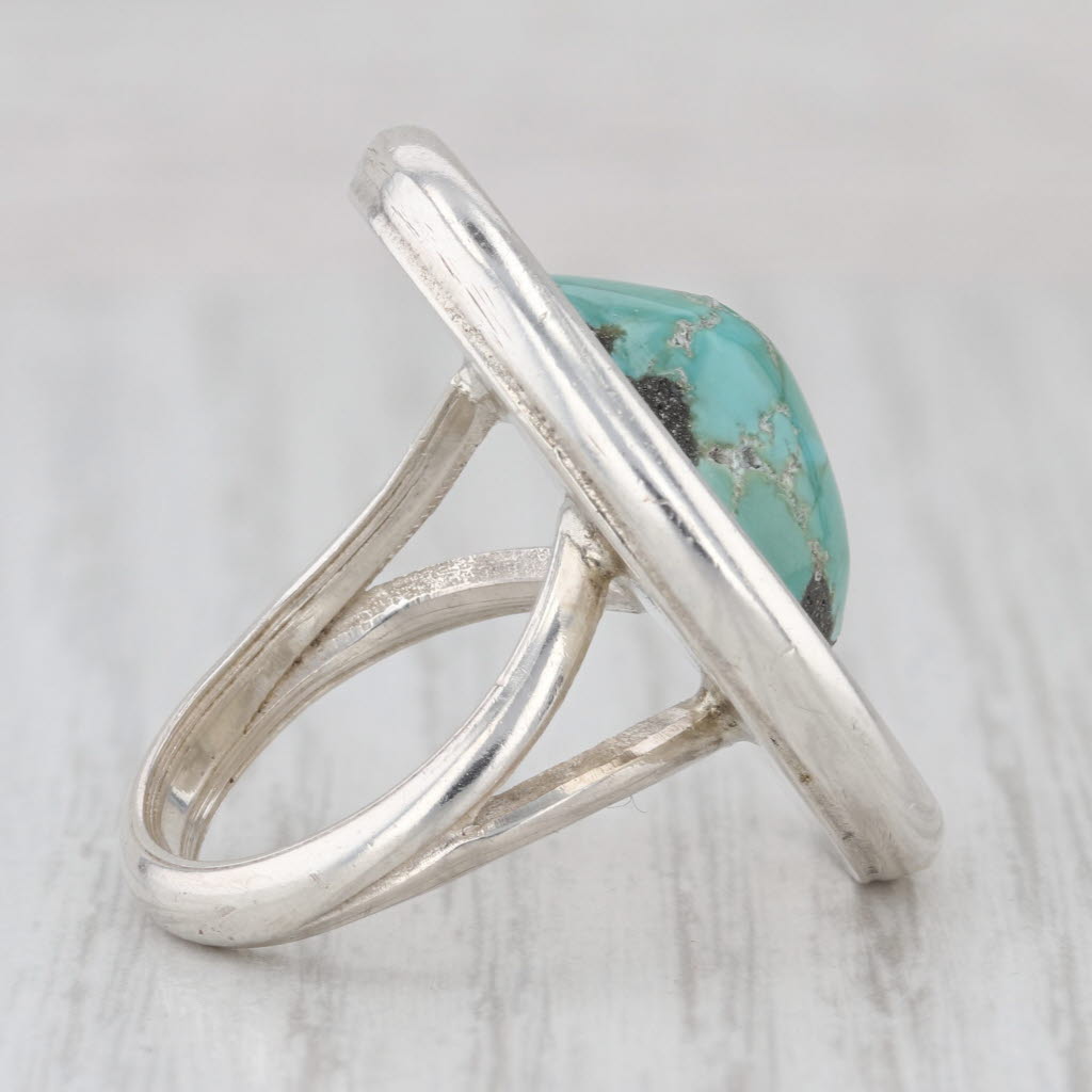 Vintage Turquoise Cabochon Ring Sterling Silver Native American Size 6