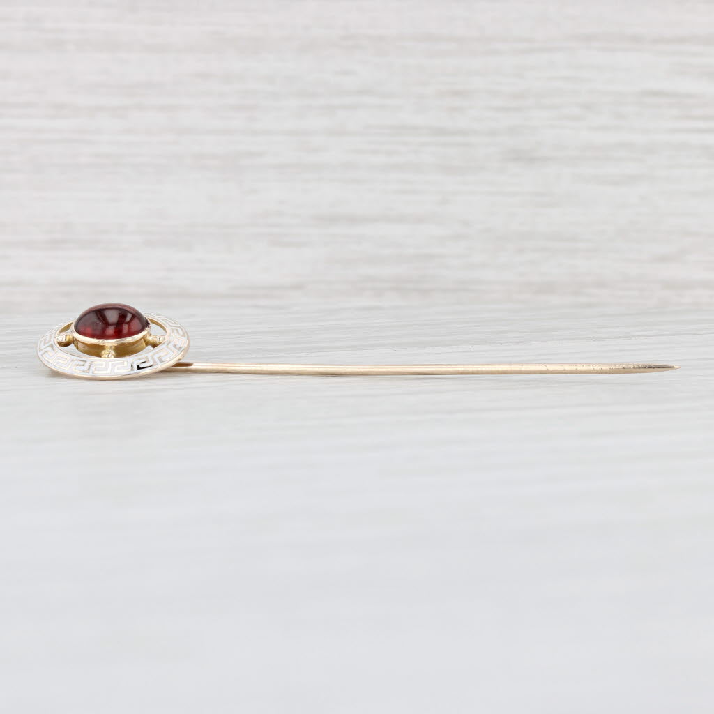 Light Gray Vintage 1.06ct Garnet Greek Key Stickpin 10k Yellow Gold