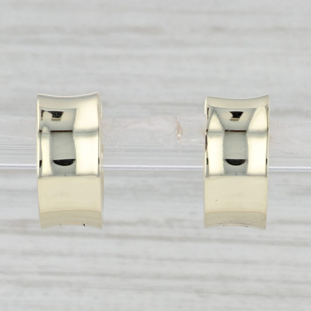 Light Gray Roud Hoop Huggie Earrings 14k Yellow Gold Snap Top Pierced Hoops