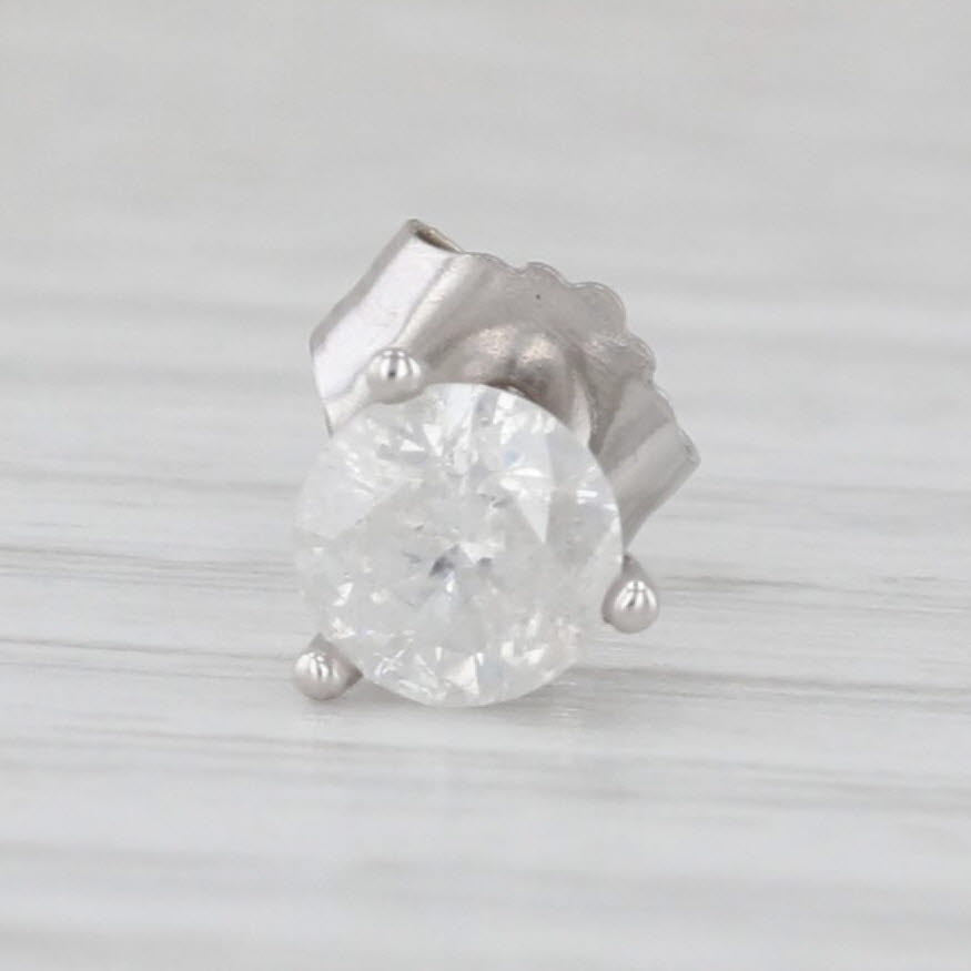 0.29ct Single Diamond Stud Earring 14k White Gold Round Solitaire Studs