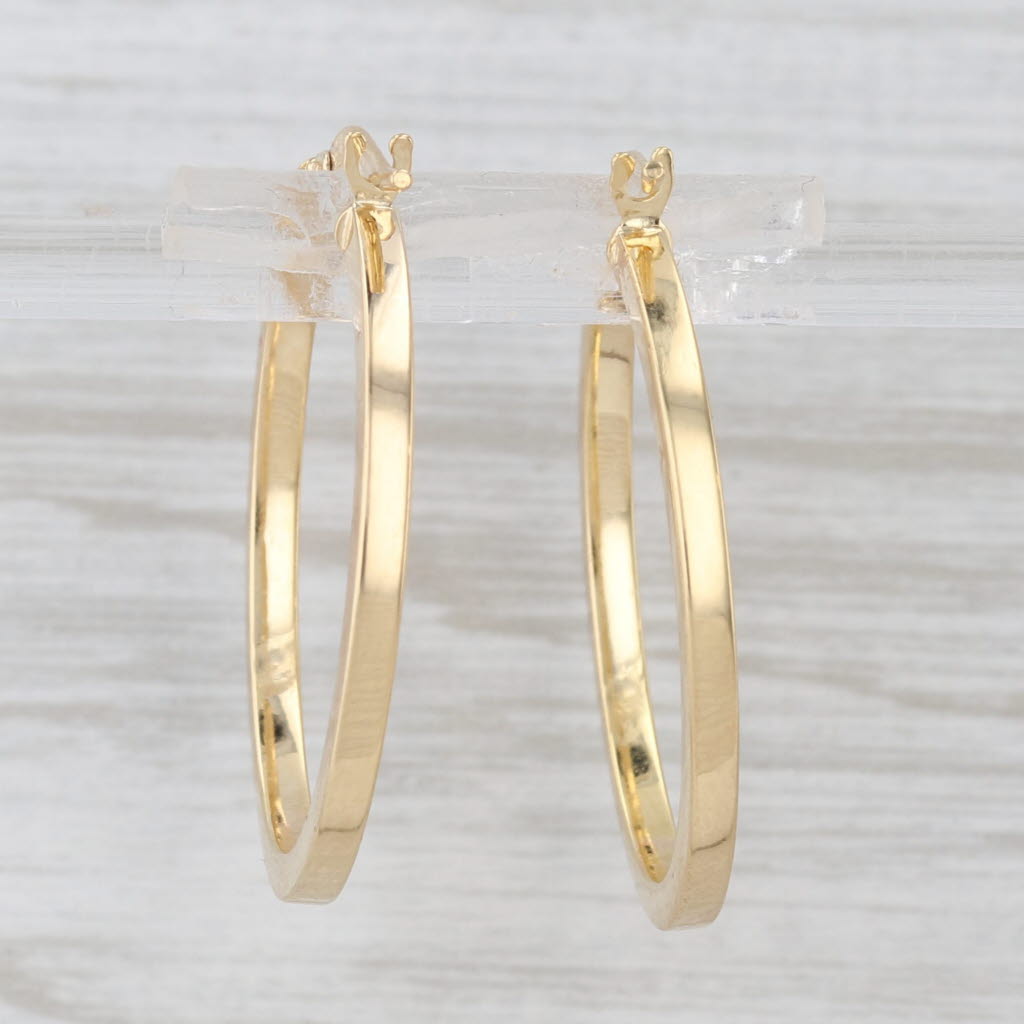 New Hoop Earrings 14k Yellow Gold Snap Top Round Hoops 28.4 x 2mm