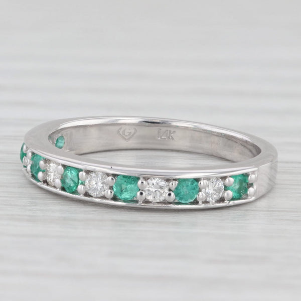 0.46ctw Diamond Emerald Stackable Ring 14k White Gold Size 6.75 Wedding Band