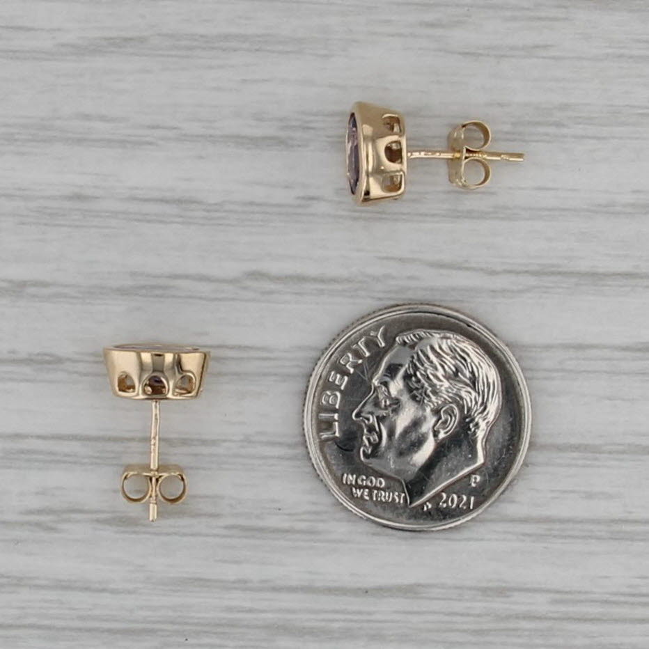 1.24ctw Tanzanite Oval Solitaire Stud Earrings 14k Yellow Gold Studs