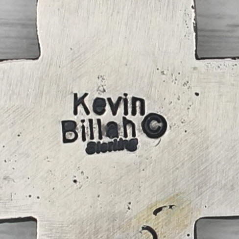 Kevin Billah Native American Turquoise Cross Pendant Sterling Silver Vintage