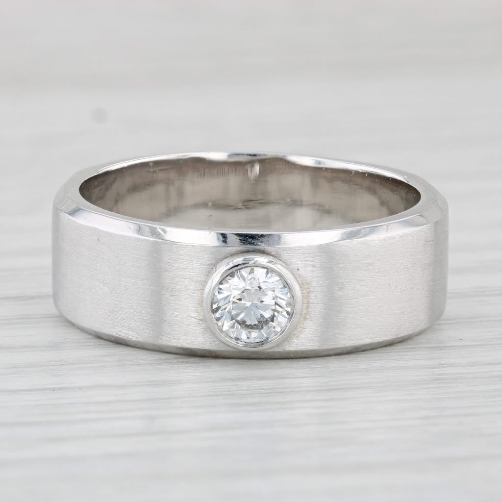 Light Gray Men's 0.51ct Diamond Wedding Ring 14k White Gold Size 12 Brushed