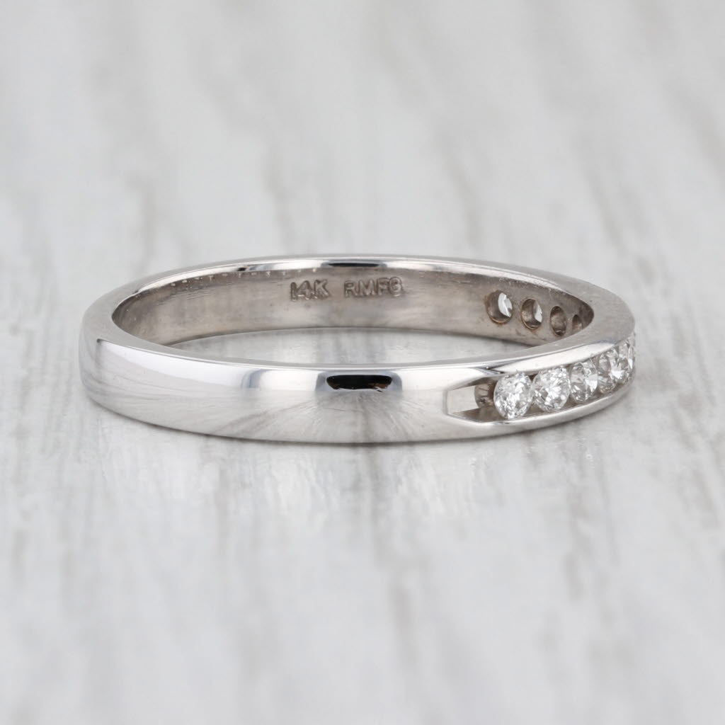 0.25ctw Diamond Wedding Band 14k White Gold Size 8 Stackable Anniversary Ring
