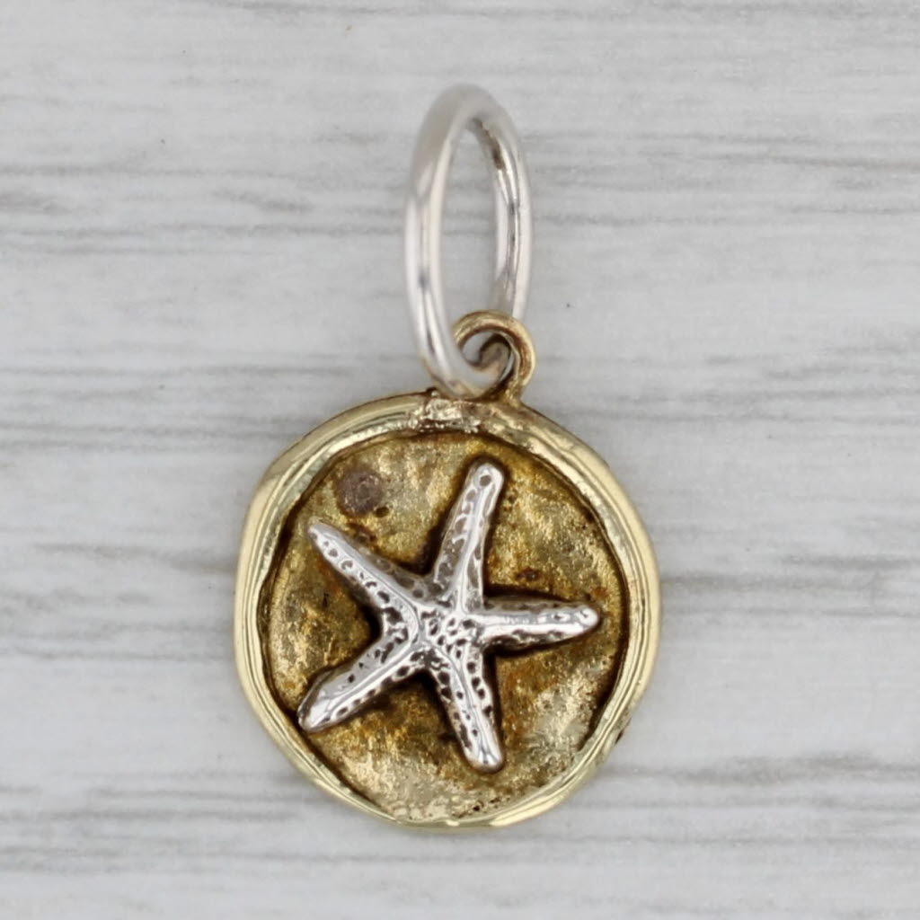 Gray Waxing Poetic Sand Dollar Charm Sterling Silver Brass Pendant