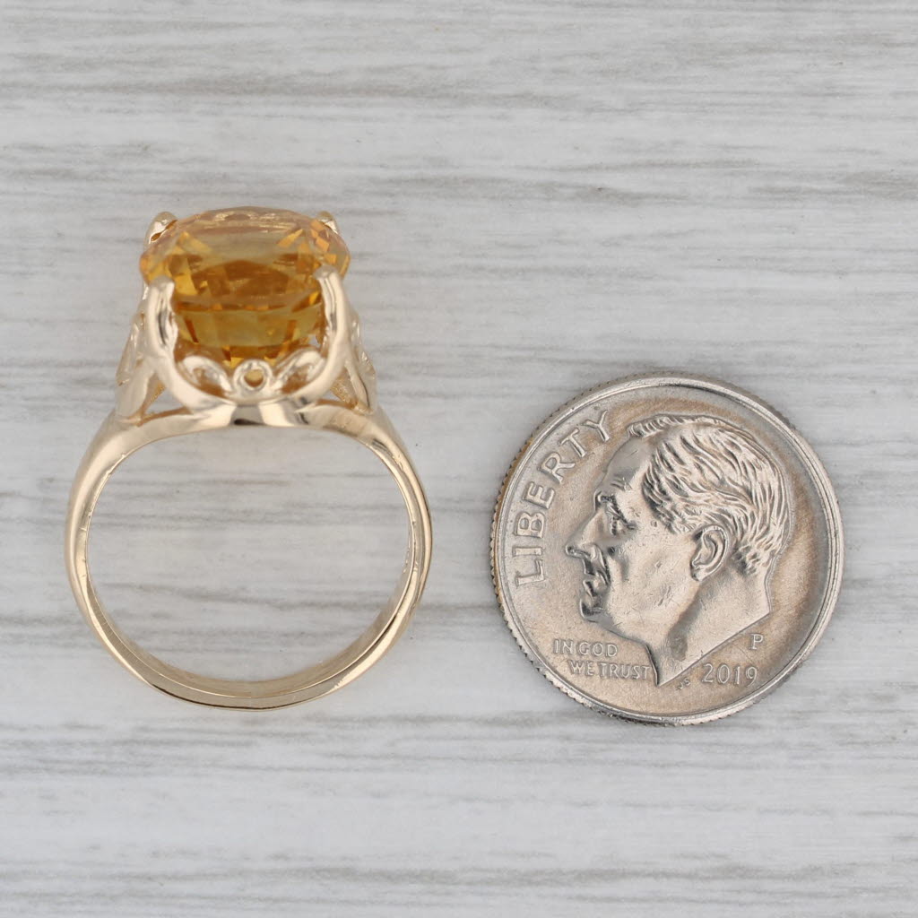 Gray 6.10ct Oval Orange Citrine Solitaire Ring 14k Yellow Gold Size 5