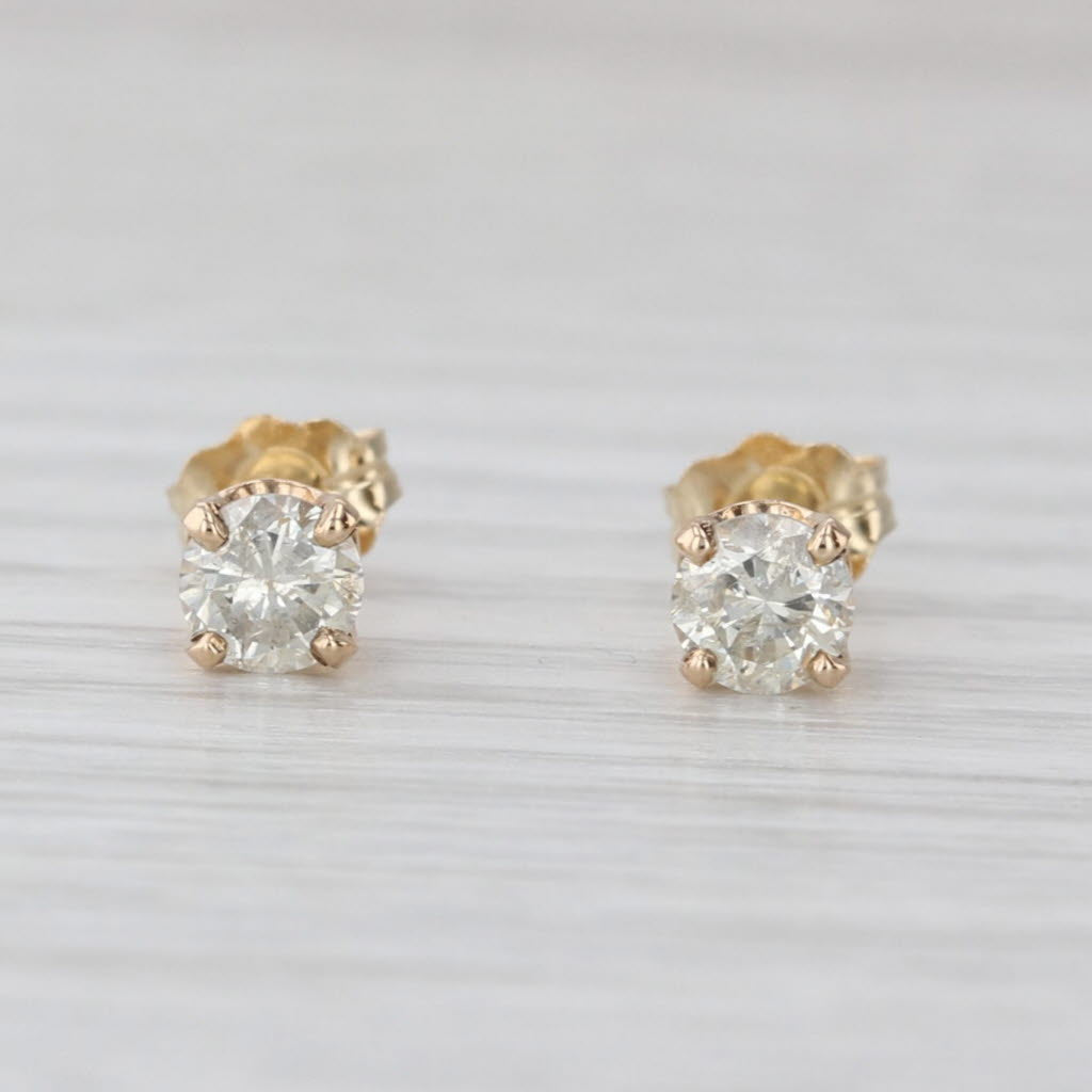 0.56ctw Diamond Stud Earrings 14k Yellow Gold Small Round Solitaire Studs
