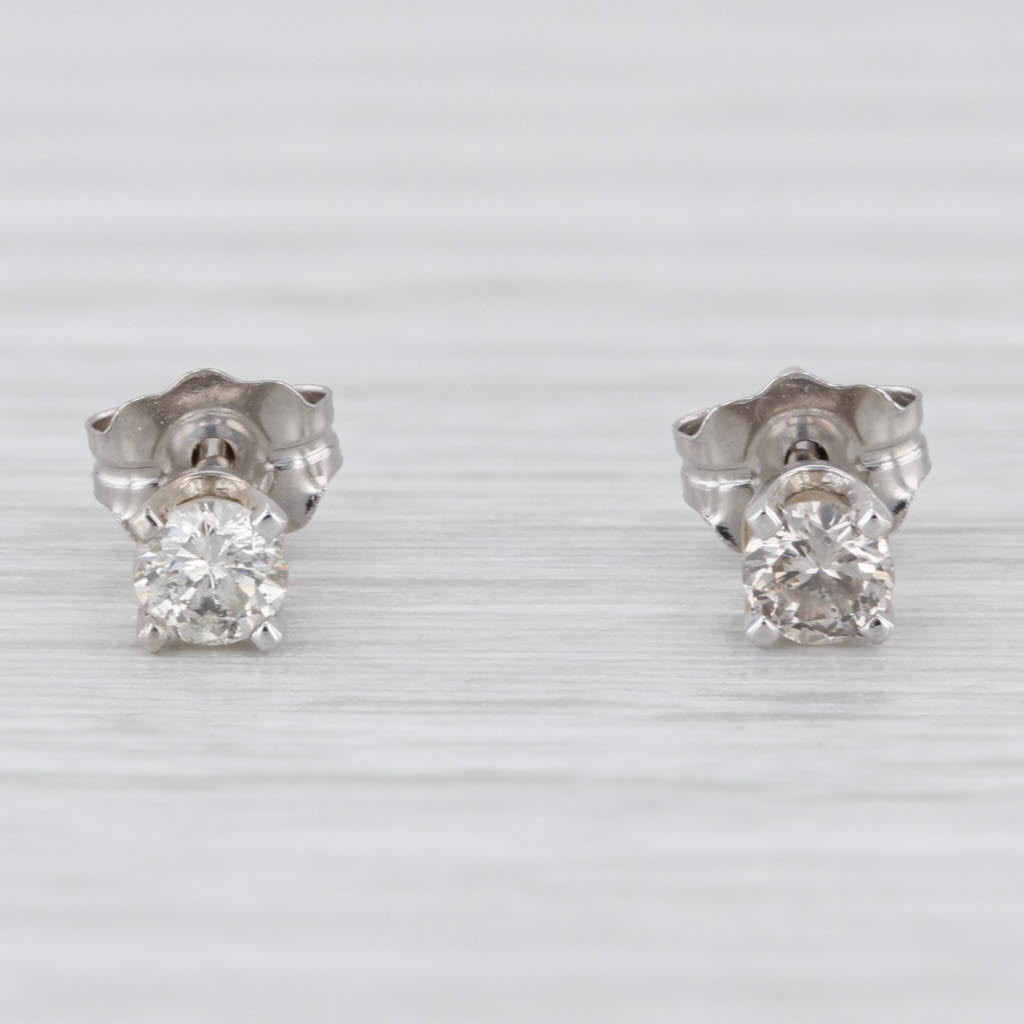 0.20ctw Diamond Stud Earrings 14k White Gold Round Solitaire Studs