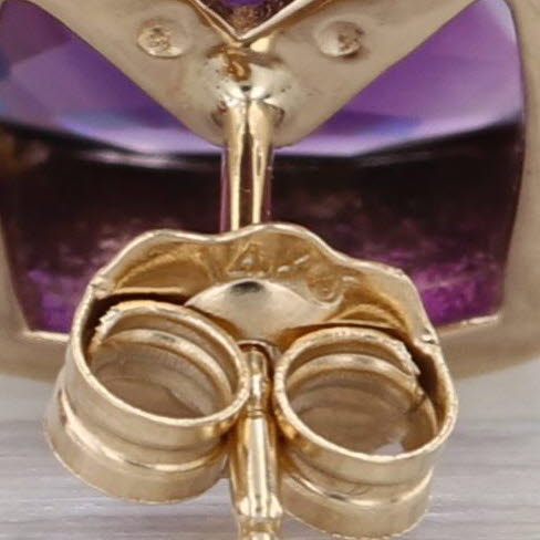 Narco 8.50ctw Amethyst Stud Earrings 14k Yellow Gold Cushion Solitaire Studs