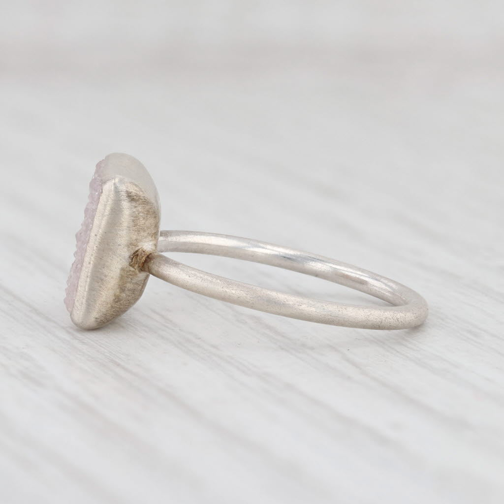 New Nina Wynn Ring Druzy White Quartz Sterling Silver Size 6.75 Statement