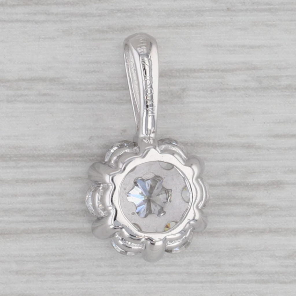 Gray 0.80ctw Cubic Zirconia Flower Cluster Pendant 14k White Gold