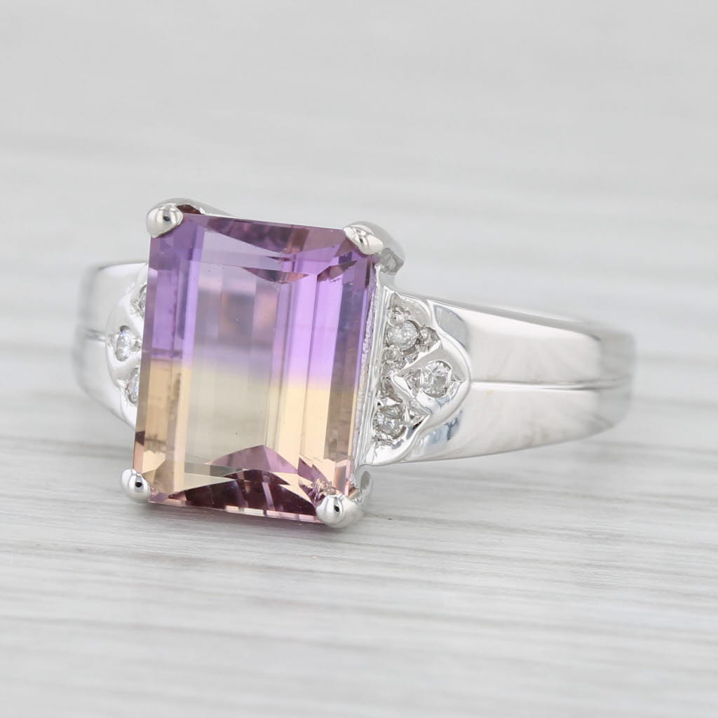 Light Gray 2.93ctw Yellow Purple Ametrine Diamond Ring 14k White Gold Size 6.75