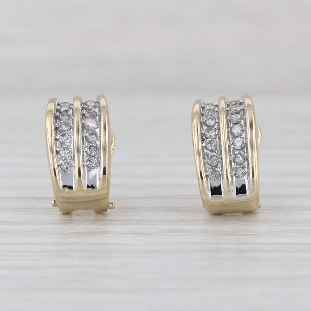 0.47ctw Diamond Rows Drop Earrings 14k Yellow Gold Omega Backs
