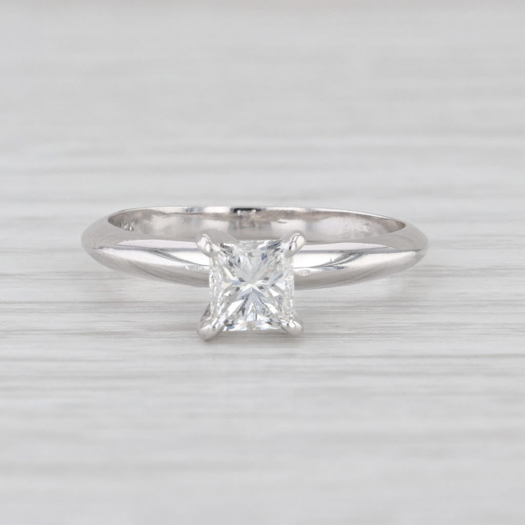 0.58ct Princess Diamond Solitaire Engagement Ring 14k White Gold Size 4.75