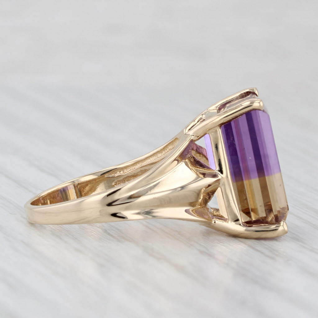 Light Gray 6.50ct Purple Ametrine 10k Yellow Gold Ring 10k Yellow Gold Size 7 Emerald Cut