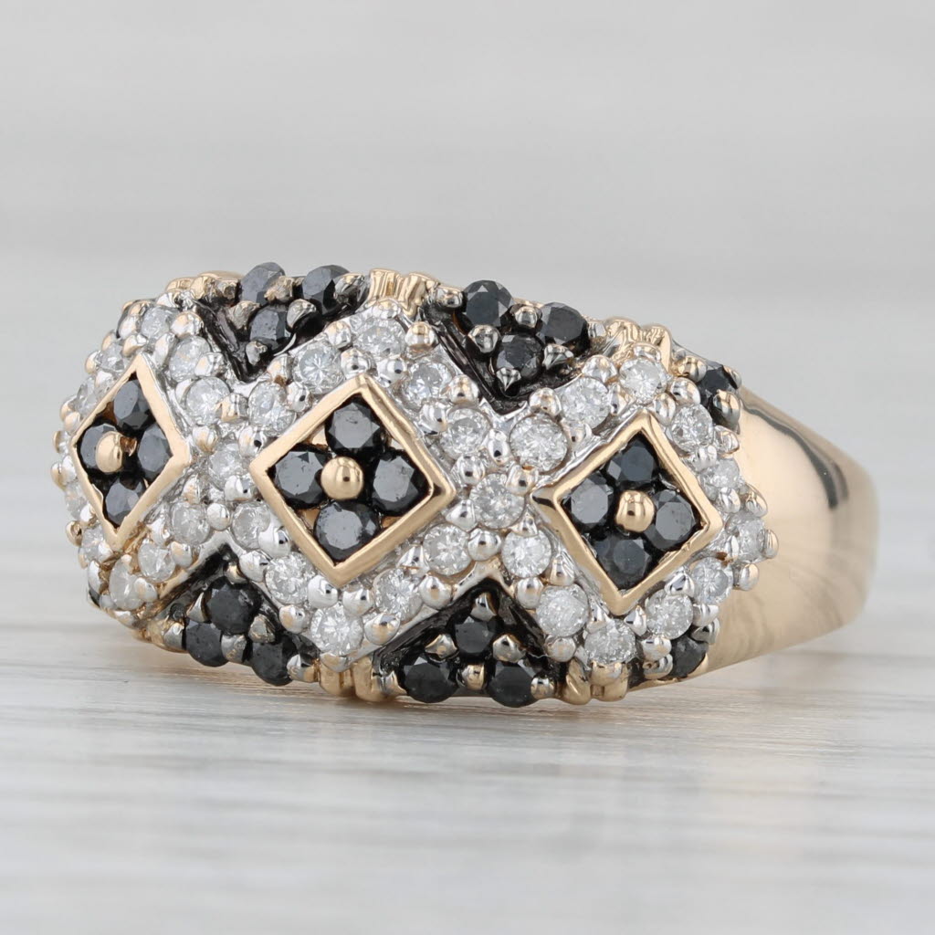 Gray 1ctw Black White Diamond Cluster Ring 14k Yellow Gold Size 10